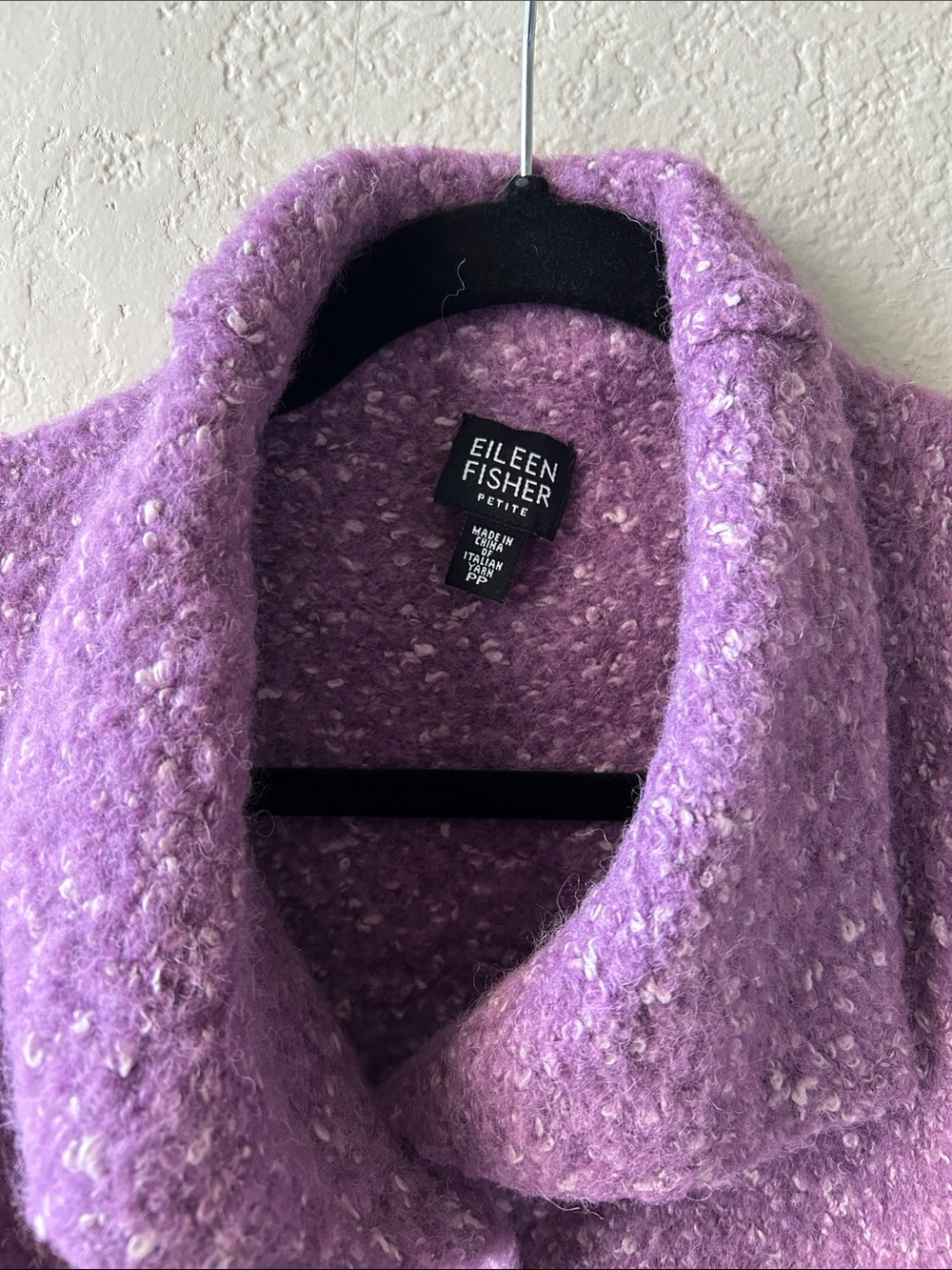 Eileen Fisher Lavender Bouclé Open-Front Cardigan Alpaca Wool Silk - Picture 2 of 6